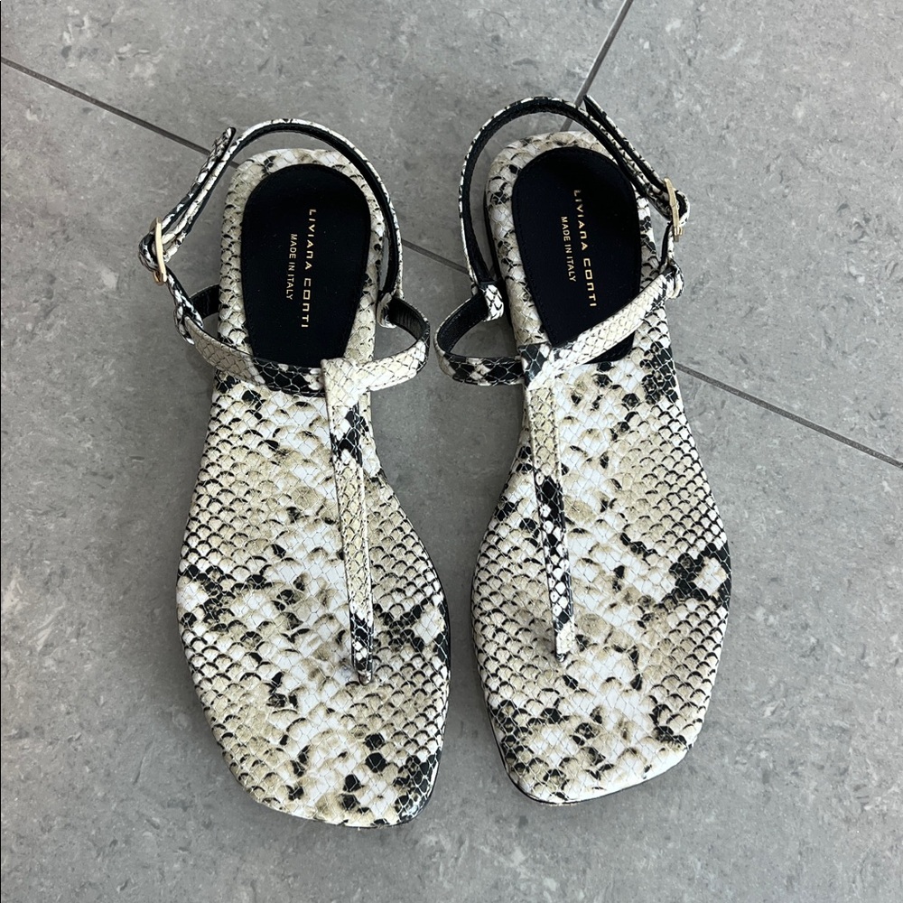Liviana Conti thong flat sandal embossed calfskin leather snake